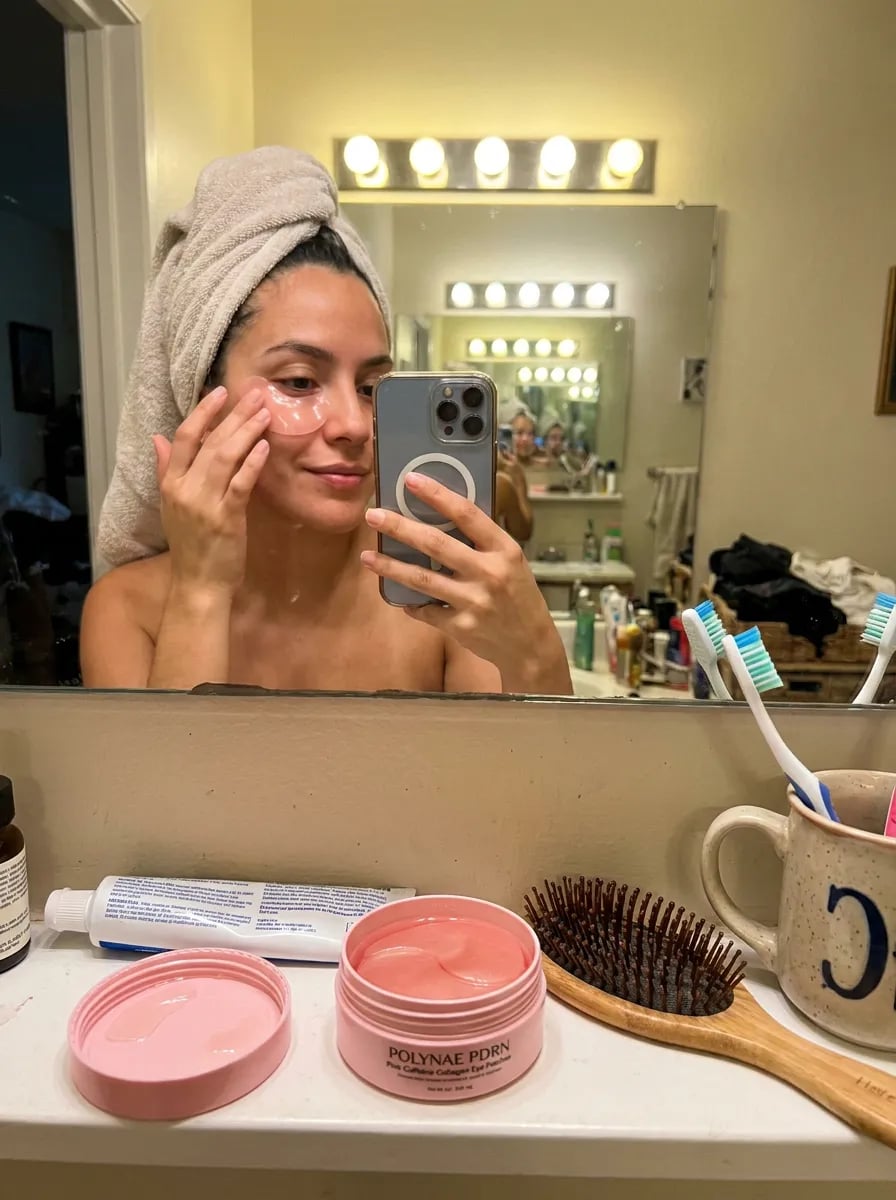 Customer photo — Polynae Polynae PDRN Collagen Caffeine Eye Patch — product in use, 4-star review.