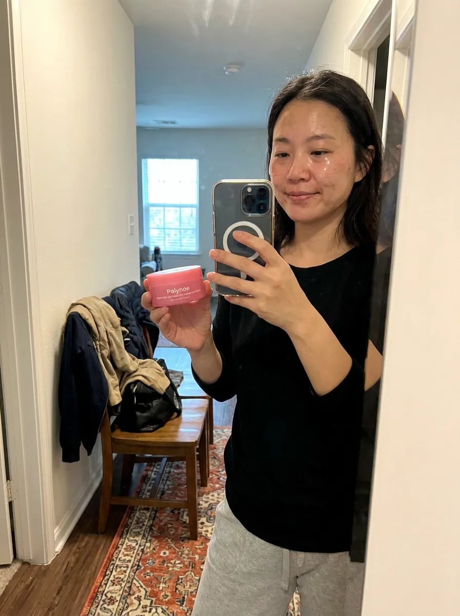 Customer photo — Polynae Polynae PDRN Collagen Caffeine Eye Patch — product on a kitchen counter, 5-star review.
