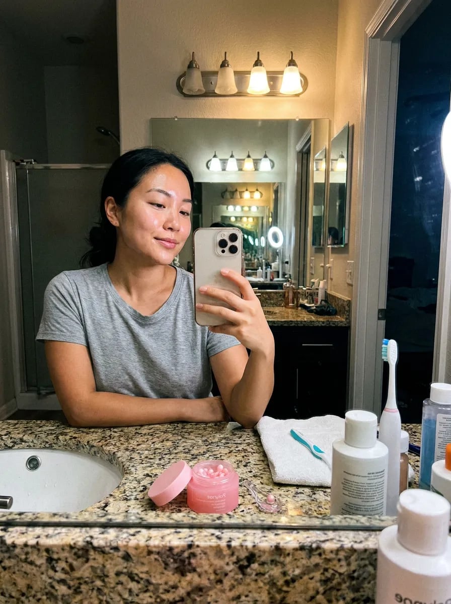 Customer photo — Polynae Polynae PDRN Collagen Capsule Cream — product on a kitchen counter, 5-star review.