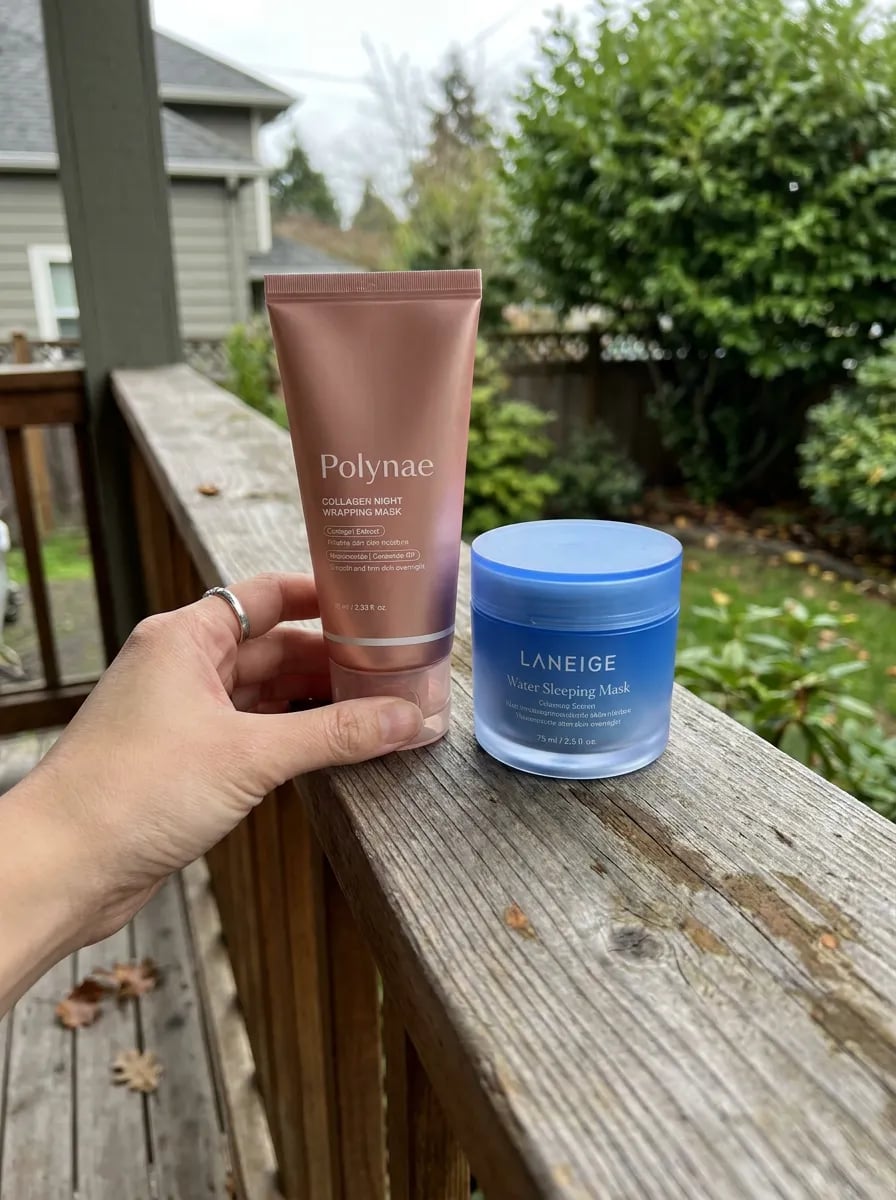 Customer photo — Polynae Polynae PDRN Collagen Night Mask — side-by-side comparison, 5-star review.