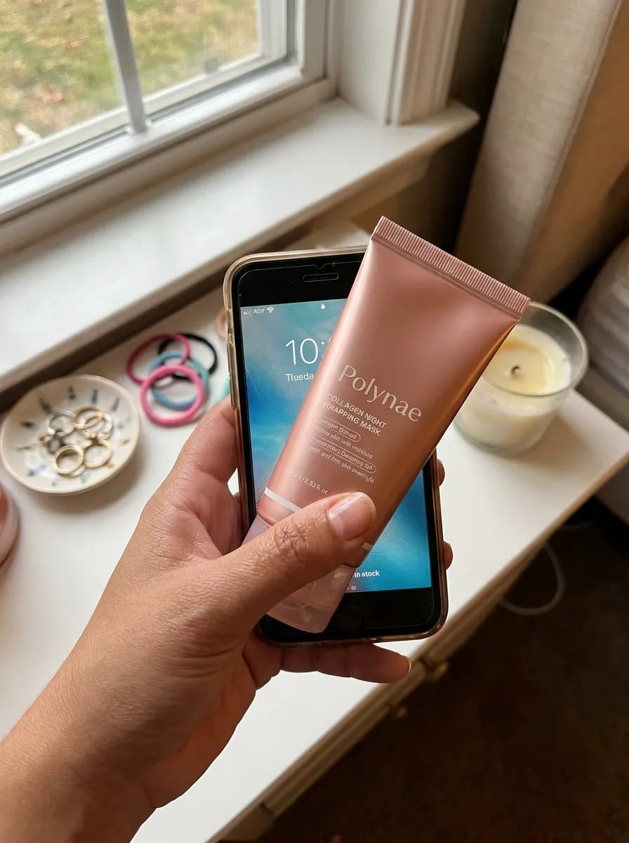 Customer photo — Polynae Polynae PDRN Collagen Night Mask — product in hand, 5-star review.