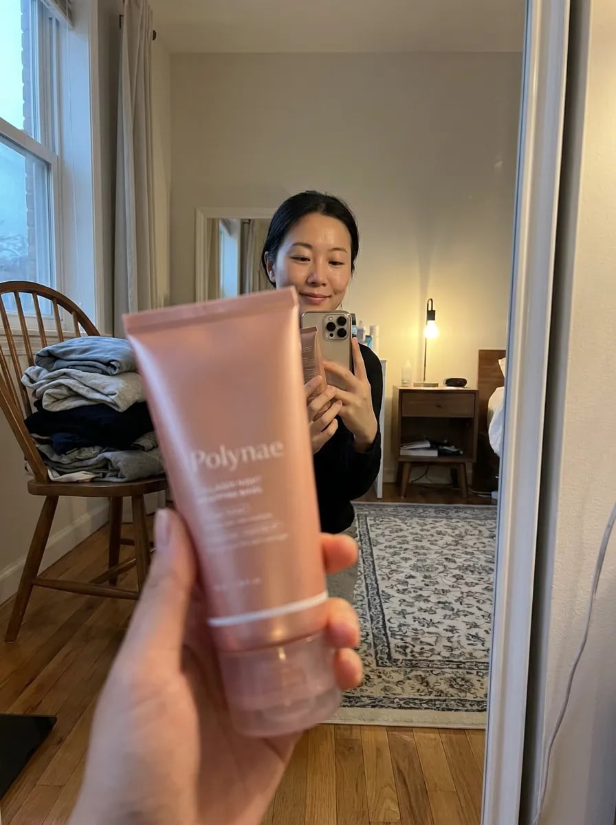 Customer photo — Polynae Polynae PDRN Collagen Night Mask — product in hand, 5-star review.