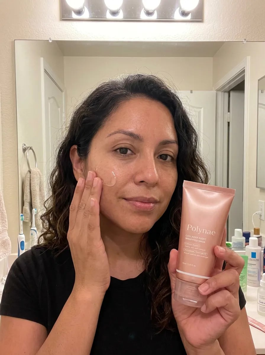 Customer photo — Polynae Polynae PDRN Collagen Night Mask — product in use, 5-star review.