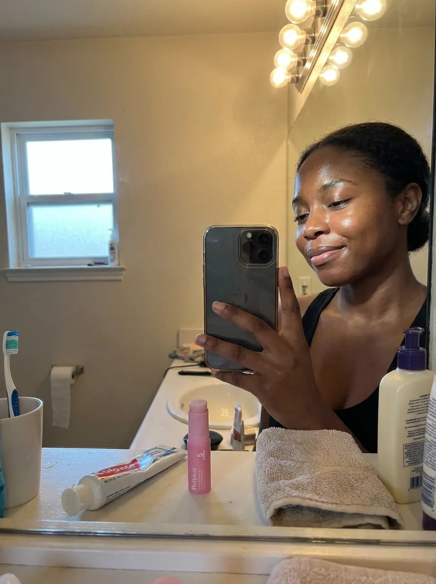 Customer photo — Polynae Polynae PDRN Collagen Volume Balm — product on a kitchen counter, 5-star review.