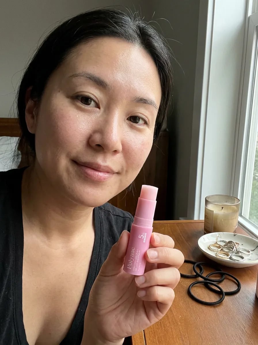 Customer photo — Polynae Polynae PDRN Collagen Volume Balm — product on a kitchen counter, 5-star review.