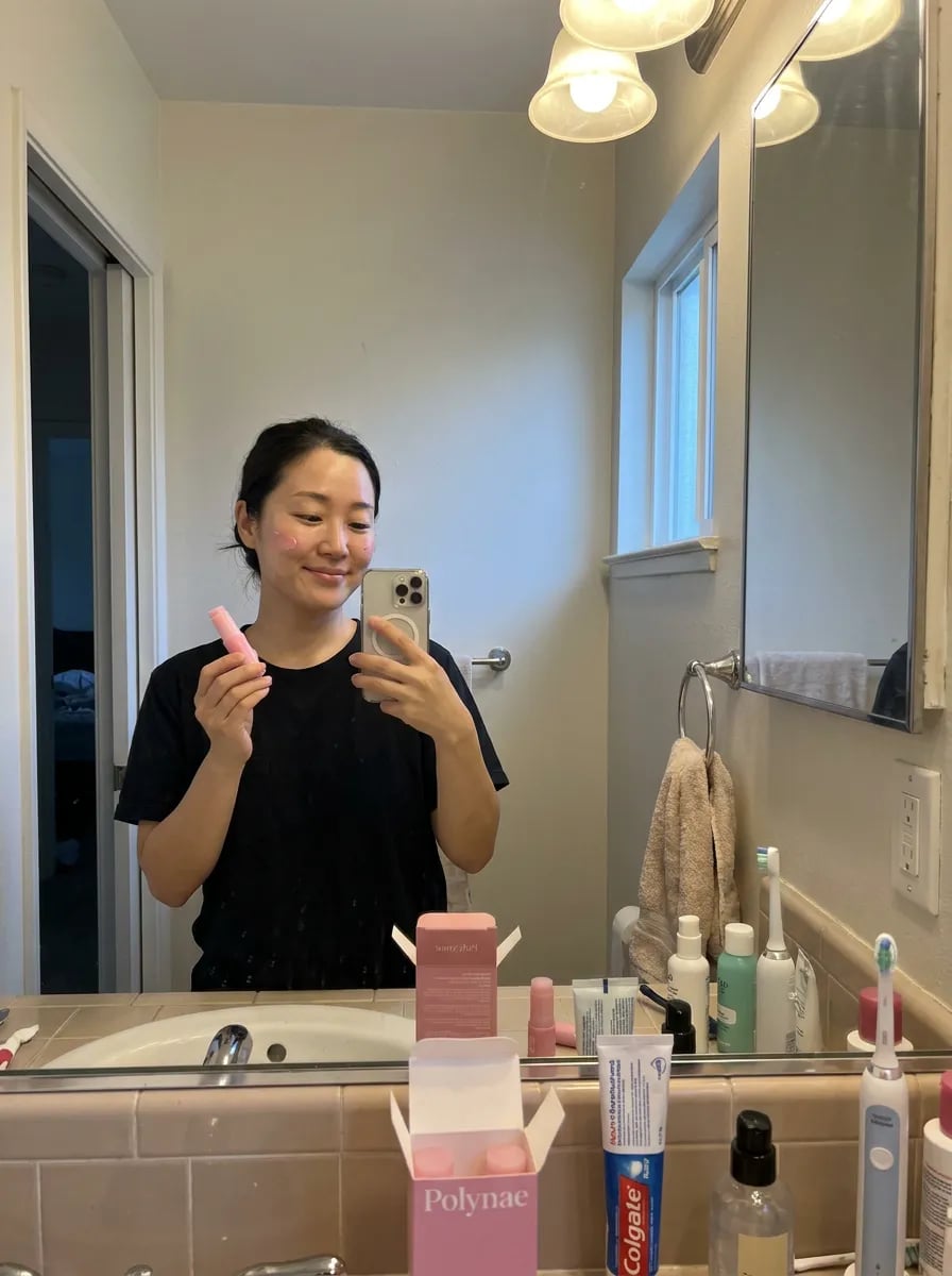 Customer photo — Polynae Polynae PDRN Collagen Volume Balm — unboxing the product, 5-star review.